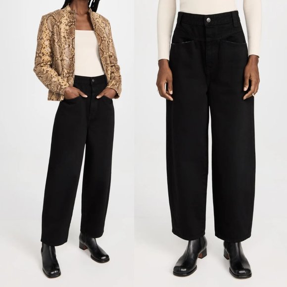 KHAITE Denim - ❌SOLD❌NWT Khaite Preen Denim Pants Curved In-seam Wide-leg Jeans Sz 30 Black